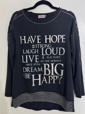 Elissa “Have Hope” Black Graphic Shirt with Silver Lettering Size XL